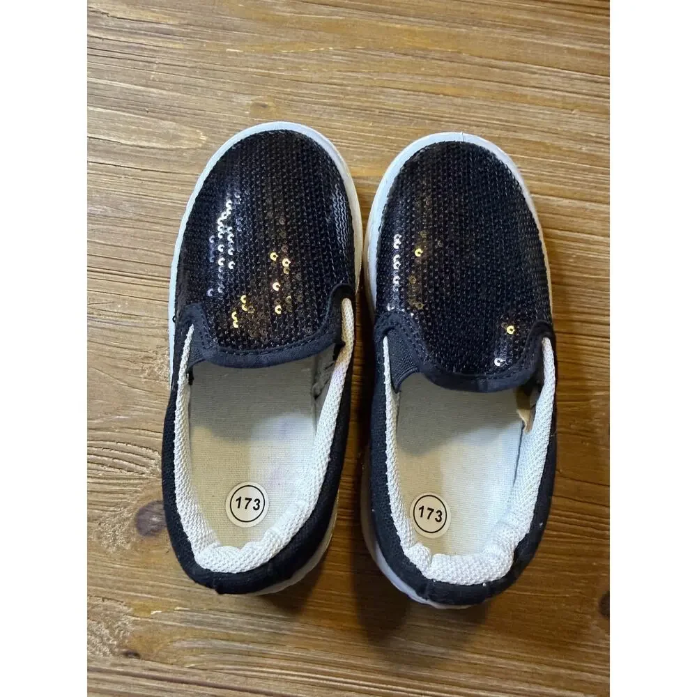 Black Sequin Slip-On Kids Shoes - Size 5T